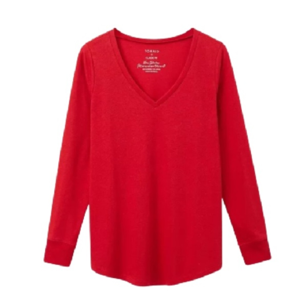 Torrid Long Sleeve Girlfriend Tee Red V-Neck 5X